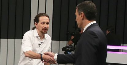 Pablo Iglesias y Pedro Sánchez, este lunes.