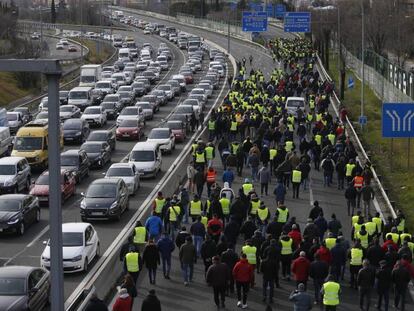 Huelga de taxistas en Madrid, el pasado martes.