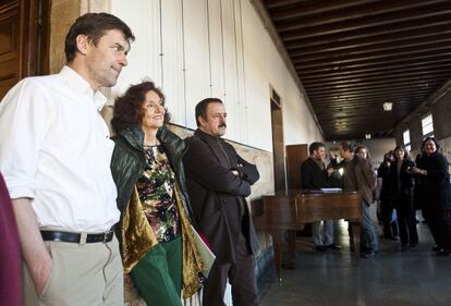 Peter Stamm, Marina Mayoral y Xavier Queipo. Santiago de Compostela