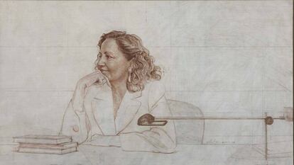 Isabel Polanco en un retrato del pintor Hernán Cortés. 