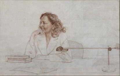 Isabel Polanco en un retrato del pintor Hernán Cortés. 