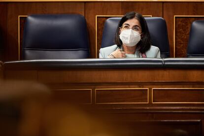 La ministra de Sanidad, Carolina Darias, este martes en el pleno del Congreso.