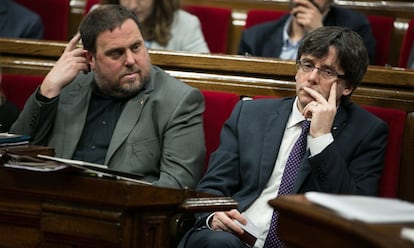 El vicepresident d&#039;Economia, Junqueras, amb Puigdemont.