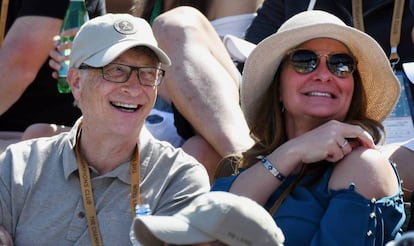 Bill Gates su esposa Melinda Gates en el BNP Paribas Open de tenis el pasado marzo. 