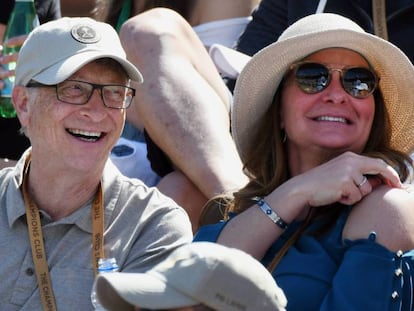 Bill Gates su esposa Melinda Gates en el BNP Paribas Open de tenis el pasado marzo. 