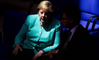La canciller alemana, Angela Merkel, en una sesión del parlamento alemán el pasado jueves, en Berlín.