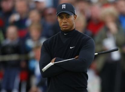 Woods, durante la jornada de ayer en el Open Británico.