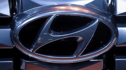 El logotipo de Hyundai, en un evento en Nueva York, en 2022.