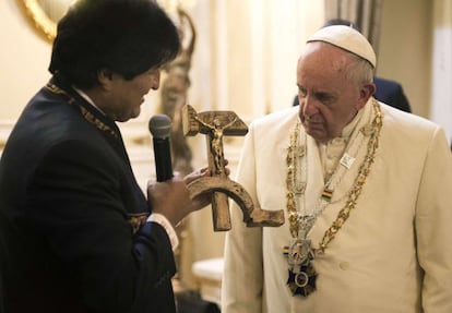 Evo Morales y el papa Francisco, en La Paz (Bolivia).