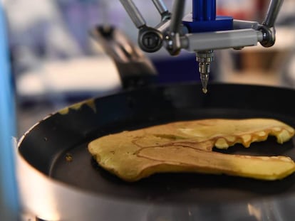 Tortitas impresas en 3D en una convención de robótica celebrada en China.