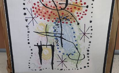 Una de las litografías originales del artista Joan Miró recuperadas en Palma.