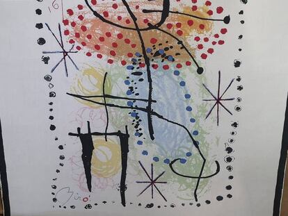 Una de las litografías originales del artista Joan Miró recuperadas en Palma.