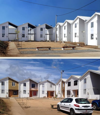 Casas incrementais. Villa Verde, 2013. Um dos mais recentes exemplos com outro tipo de volume e solução. Parte de 25 metros quadrados habitáveis e é possível chegar a construir 72m. A Elemental construiu este tipo de casa social em muitas cidades no Chile e em Monterrey (México).