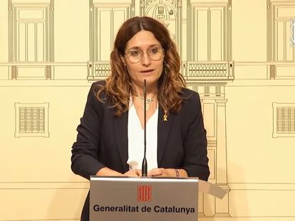 La consejera de Presidencia, Laura Vilagrà, en una rueda de prensa.