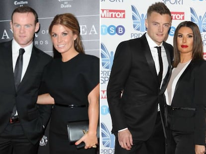 De izquierda a derecha, los futbolistas Wayne Rooney y Jamie Vard con sus respectivas esposas, Coleen y Rebekah.