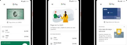 Pantallas de la nueva aplicaci&oacute;n Google Pay.