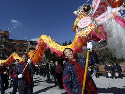 Las celebraciones del nuevo a&ntilde;o chino, el jueves en el distrito de Usera.