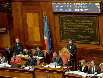 Plenário do Senado italiano após a aprovação do orçamento de 2017, nesta quarta-feira.