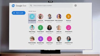 Interfaz de Google Duo en las Smart TV de Samsung.