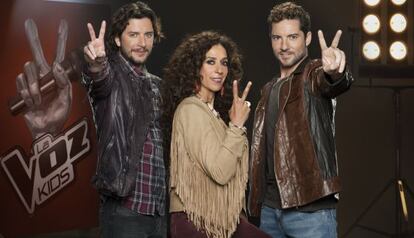 Manuel Carrasco, Rosario y David Bisbal, el jurado de 'La Voz Kids'.