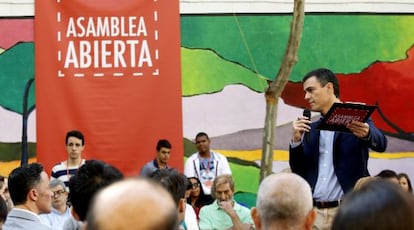 Pedro Sánchez, durante el acto sobre educación en un instituto madrileño.