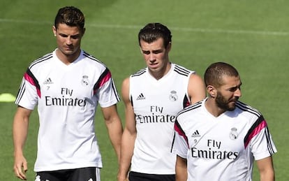 Cristiano, Bale y Benzema, de izquierda a derecha, el pasado verano.