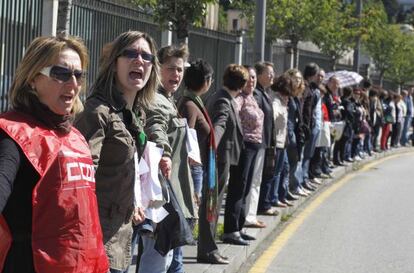 Imagen de la protesta en el edificio de la Xunta