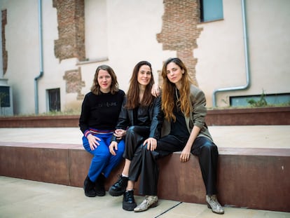 María Folguera, Celia Freijeiro y Leticia Dolera, responsables de 'Marcela', el pasado 25 de abril, en Madrid.
