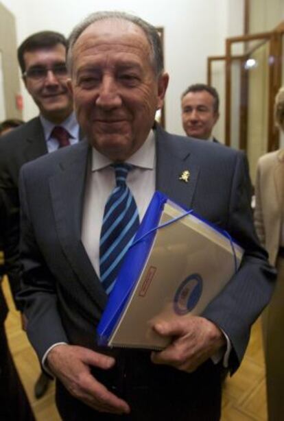 The director of the Spanish CNI secret service, Félix Sanz Roldán, arriving in Congress on Tuesday.