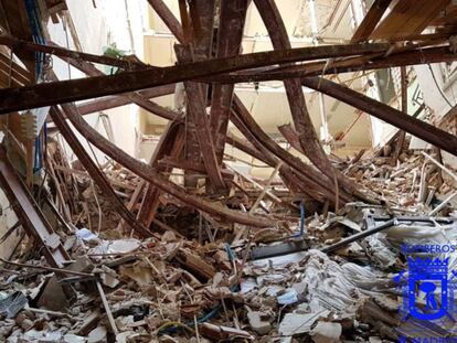 Imagen de los escombros en el interior del edificio General Martínez Campos.