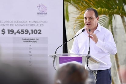 Cuauhtémoc Blanco durante un discurso en Morelos, en abril de 2022.