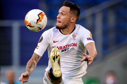 Lucas Ocampos, durante un partido de Europa League.