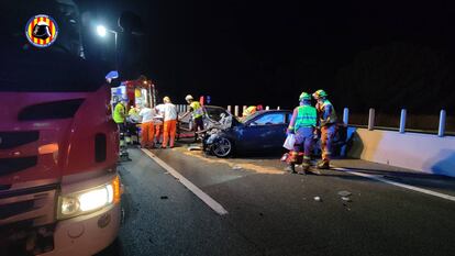 Accidente en Sagunto del pasado domingo, en una imagen del Consorcio de Bomberos de Valencia.