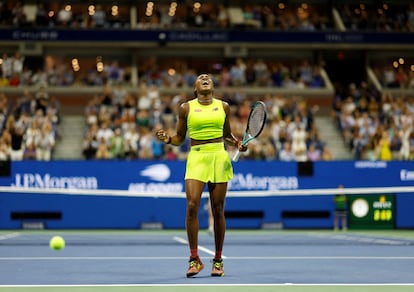 Gauff, during Thursday's game against Karolina Muchova.