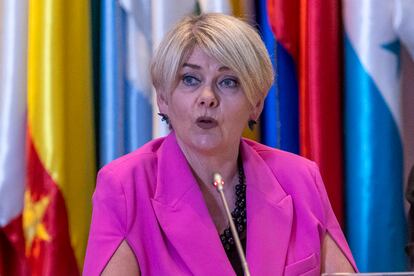 Ragnheiður Elín Árnadóttir, directora del Centro de Desarrollo de la OCDE, este viernes en Santiago. 