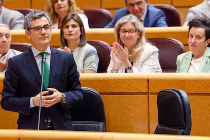 El ministro de la Presidencia, Justicia y Relaciones con las Cortes, Félix Bolaños, este martes en el Senado.