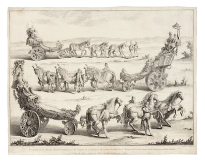 Francesc Tramulles. 'Mscara Real, Carro de Eolo', de 1764, aguafuerte