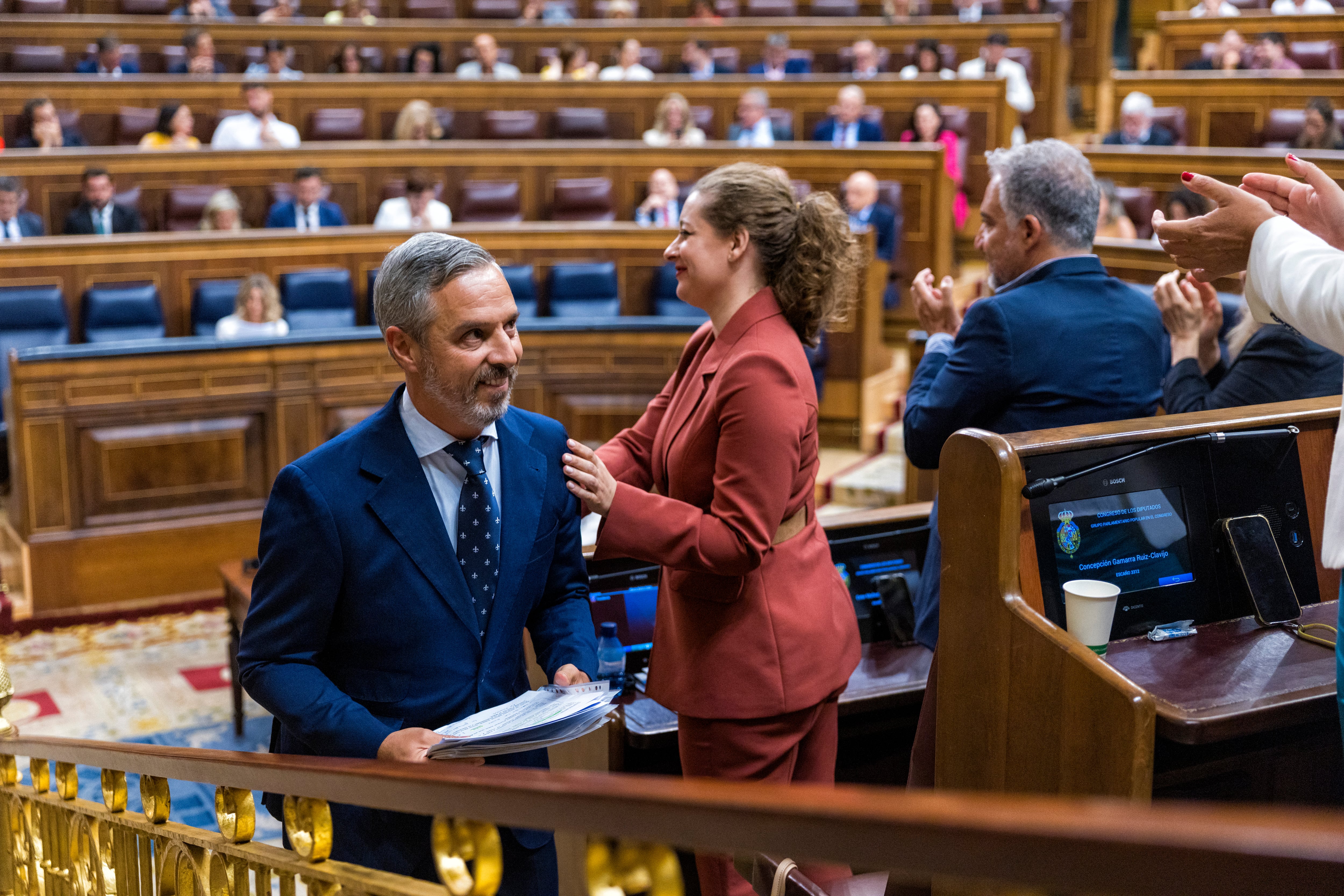 Juan Bravo, diputado del Partido Popular, tras su intervención en el debate.