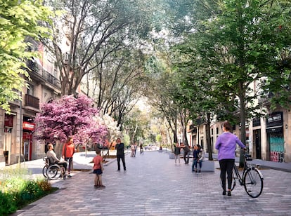 Vista virtual de cómo quedará la calle de Parlament tras las obras, en una imagen cedida por el Ayuntamiento.