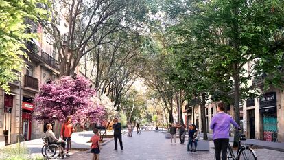Vista virtual de cómo quedará la calle de Parlament tras las obras, en una imagen cedida por el Ayuntamiento.