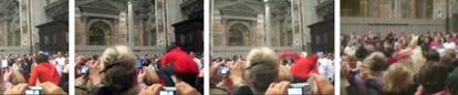 Secuencia del momento en que Susanna Maiolo salta la valla y se lanza en dirección al papa Benedicto XVI, que se dirigía en procesión hacia el altar de San Pedro.
