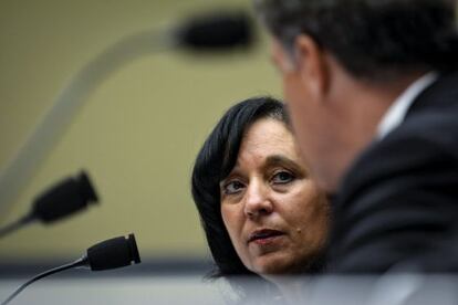 Michele Leonhart durante su comparecencia ante el Congreso.