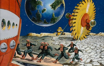 Astronautas huyendo de un planeta (Anton Brzezinski)