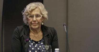 La alcaldesa, Manuela Carmena, en Madrid. 