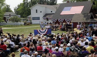 Obama, en el primer mitín celebrado en museo Wolcott House de Maumme, Ohio.