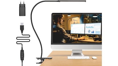 lámpara con pinza y cuello flexible