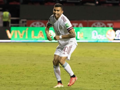 Orbelín Pineda celebra su gol frente a Costa Rica.