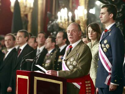 El rey don Juan Carlos, durante el discurso de la Pascua Militar