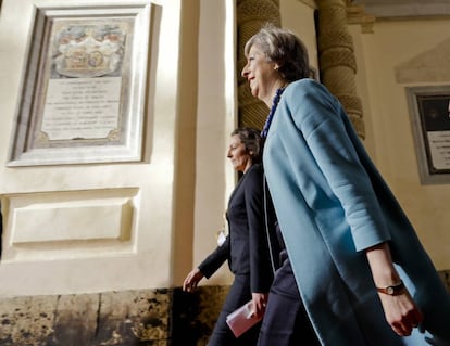 British PM Theresa May arrives at the EU summit in Valletta, Malta.