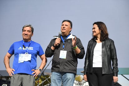 Participaron del evento el delegado presidencial de la RM, Gonzalo Durán, el gerente general de Aguas Andinas, José Sáez, y la alcaldesa de Vitacura, Camila Merino.